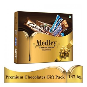 SNICKERS Medley Assorted Chocolates Diwali Gift Pack (Snickers, Bounty, M&M’s, Galaxy), 137.6g
