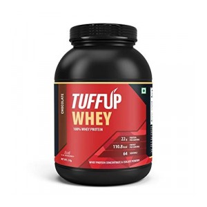 Tuff Up 100% Whey Protein - 2 kg (Chocolate), 22g protein per serving, made from imported whey