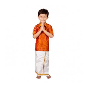 KIDDY STAR Silk Cotton Shirt and Dhoti set for Kids/Boys hip closure Dhoties(Pack Of 1) …