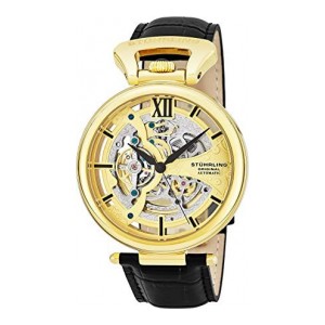 Stuhrling Original Men's 'Legacy' Automatic Stainless Steel and Black Leather Dress Watch