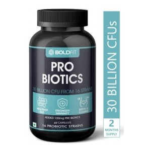 Boldfit Probiotics Supplement 30 Billion CFU for men and women, 16 Strains  (60 No)