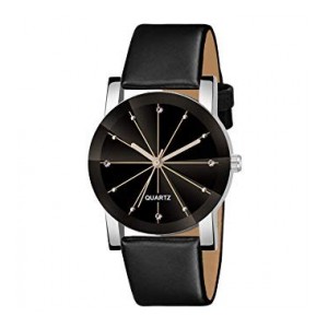 VeBNoR Analog Black Dial Prism Glass Leather Band Wrist Watch for Girls and Women -HK-Women