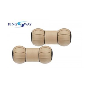 Kingsway Dumbell Shape car Neck Rest Pillow for Skoda Rapid (Old Model) (Beige Color, Set of 2, Leatherette)