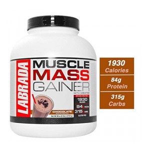 Labrada Muscle Mass Gainer (Gain Weight, Post-Workout, 84g Protein, 315g Carbs, Gluten Free,17g BCAA, 20 Vitamins & Minerals, 8 Servings) - 6 lbs (2.72 kg) (Chocolate)