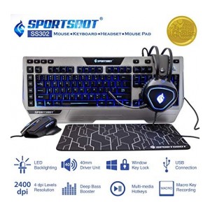 SportsBot SS302 4-in-1 LED Gaming Kit (Metallic Grey and Black)