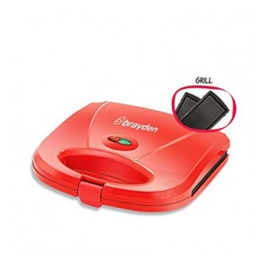Brayden Furo G10 700 W Grill Sandwich Maker with Fixed Non-Stick Plates, Red