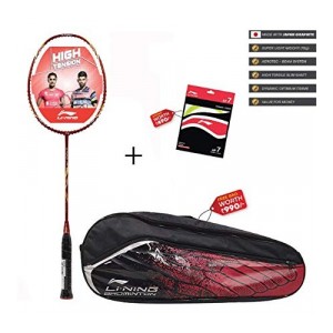 Li-Ning G-Force Lite 150 Carbon-Graphite Badminton Racquet (Red) with String & Bag