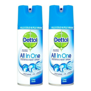 Dettol All In One Disinfectant Spray Crisp Linen 400ml Pack Of 2 Ocean  (2 x 400 ml)