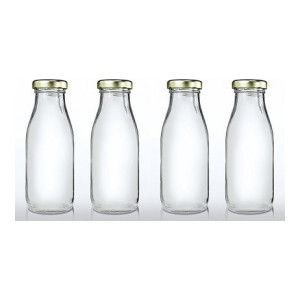 CRAZYINK Hygienic Air Tight Italian Glass Water Bottle, Milk Bottle, Juice Bottle 500 ml Bottle  (Pack of 4, Clear)