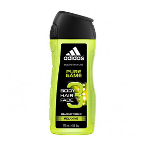 Adidas Pure Game 3 In 1 Body, Hair And Face Shower Gel, 250ml