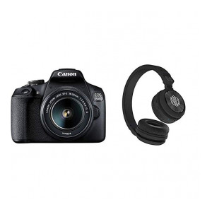 Canon EOS 1500D 24.1 Digital SLR Camera (Black) with EF S18-55 is II Lens, 16GB Card and Carry Case with Nu Republic Starboy X-Bass Wireless Headphone with mic (Black)
