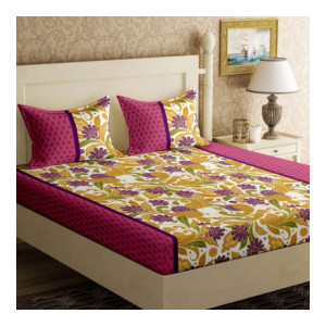 80% off on Bella Casa 104 TC Cotton Double Bedsheet  (Pack of 1, Multicolor) starting @ 199