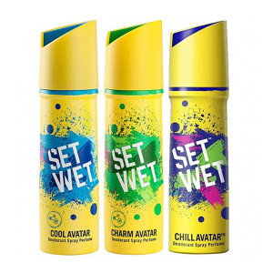 Set Wet Deodorant Spray Perfume, 150ml (Cool, Charm and Chill Avatar, Pack of 3)