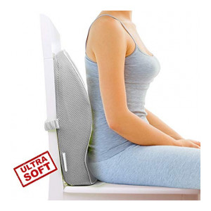 Grin Health Mid Back Orthopaedic Backrest Cushion with Memory Foam Back Support Pillow with Lumbar Support (Ultra Soft, Grey: Mid Backrest)