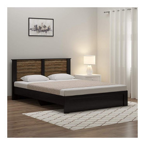 Spacewood Joy Queen Size Engineered Wood Bed (Particle Board - Natural Wenge)