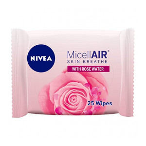 NIVEA Micellar Cleansing Wipes, Skin Breathe Rose MicellAIR, 25 pieces