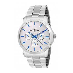 Traktime Men's Analogue White Dial with Silver Strap Watches for Men - Casual Watches
