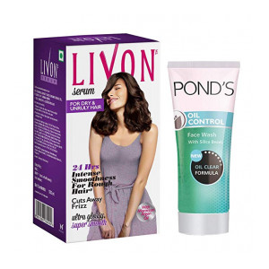 Livon Serum For Dry & Unruly Hair, 100 ml with Free Ponds Oil Control Face Wash, 50 gm