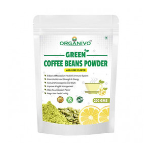 Organivo Natural Green Coffee Beans Powder with Lime Flavour for Faster Fat Burn, Powerful Antioxidant