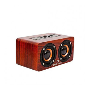 Live Tech Mini Jalsa TWS Wireless Wooden High Bass Speaker (Nut Brown)
