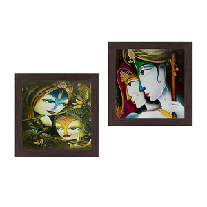 Wens 'Radha Krishan Face' Wall Hanging Painting (MDF, 35 cm x 71 cm x 2.5 cm)