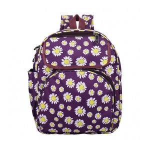 Dussle Dorf Purple Flower Polyester 14 LTR School Backpack for Kids (4 to 7 Age)