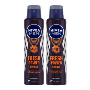 Nivea Men Fresh Power Charge Deodorant Spray - For Men  (300 ml, Pack of 2)