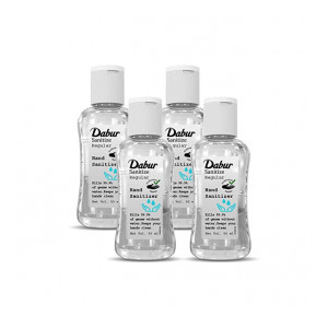 Dabur Sanitize Hand Sanitizer | 60% Alcohol Based Sanitizer (Regular) - 50 ml each (Pack of 4) Pantry