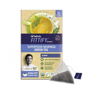 Saffola FITTIFY Gourmet Superfood Moringa Green Tea, Jasmine, 15 Sachets, 37.5g