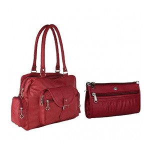 Bizarre Vogue Women's Handbag With Wallet (Set of 2) (BV1188_Maroon)