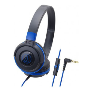 Audio Technica ATH-S100iS BBL Wired Headset  (Black Blue, Wired over the head)