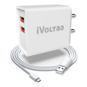 Prebook :  iVoltaa FuelPort 2.4 2.4 A Multiport Mobile Charger with Detachable Cable  (White, Cable Included)