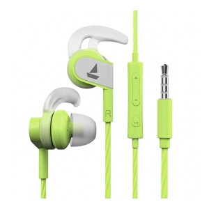boAt Bassheads 242 Wired Sports Earphones with HD Sound, 10 mm Dynamic Drivers, IPX 4 Sweat and Water Resistance, Superior Coated Cable & in-Line Mic (Spirit Lime)