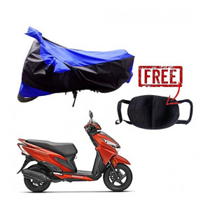 Kandid Black Dust and Water Resistant Double Mirror Pocket Bike Body Cover for Honda Grazia (Free Pollution Mask)