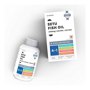 Setu Fish Oil Ultra-Pure, Marine Sourced Omega 3, 1000 mg, 60 Softgels
