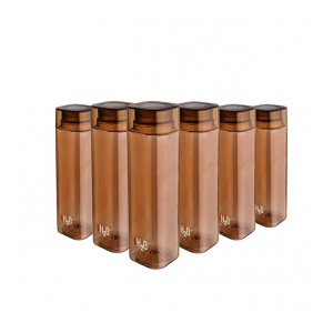Cello H2O Squaremate Plastic Water Bottle, 1-Liter, Set of 6, Brown