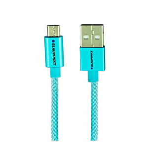 Blaupunkt Highly Durable Micro to USB 2.0 Nylon Braided Cable with High Speed Charging, Quick Data Sync and Metal Tip Connectors for All USB Powered Devices (Blue)