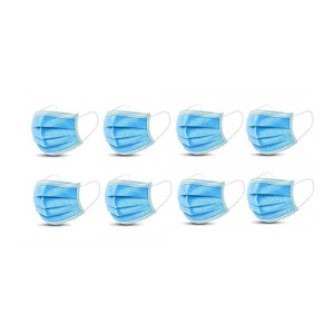 Supreme Bazaar Disposable 3 Ply Surgical Face Mask with Earloop Great for Air Pollution Virus Protection and Personal Health Blue Face Mask (Pack Of 8)