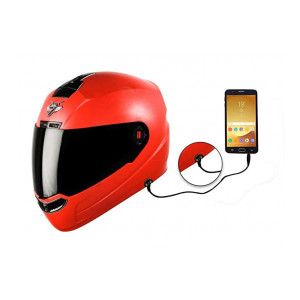 Steelbird SBA-1 7Wings HF Dashing Full Face Helmet with Smoke Visor and Detachable Handsfree Device (Medium 580 MM Slim Fit, Red)