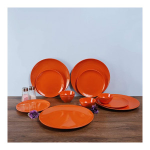 Iveo Melamine Dinnerware Set, 12-Pieces, Shimmer Gold Orange