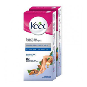 Veet Full Body Waxing Kit for Sensitive Skin - 20 Strips (Pack of 2)