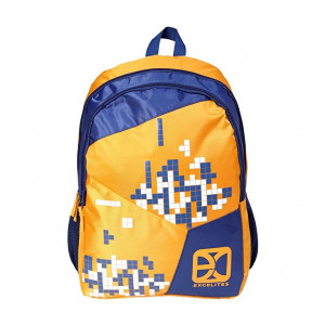 Excelites Polyester 33 cms Orange:: Blue School Backpack (MBE-EXL014)