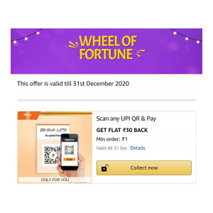 Amazon : Spin The Wheel Of Fortune & Win Prize (Many Users getting 30 cashback on Scan & pay)