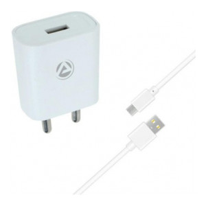 ARU AR-155 2.1A Single Port 10 W 2 A Mobile Charger with Detachable Cable  (White, Cable Included)