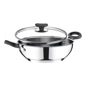 Crystal Kadhai 22 cm with Lid  (Stainless Steel, Induction Bottom)