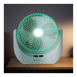 Piesome Powerful Rechargeable High Speed Table Fan with LED Light for Home, Office Desk, Kitchen (Multicolour)