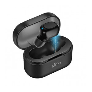 pTron Atom in-Ear Mono Bluetooth 5.0 Wireless Headphone, Built-in Mic, Clear Calls, Snug-fit Sweatproof Earbud, Voice Assistant, Passive Noise Cancelation Earphone & Smart One-Key Control - (Black) (apply Coupon)
