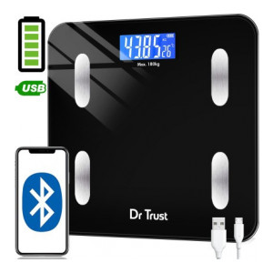 Dr. Trust (USA) Model-509 Bluetooth Digital Smart 2.0 Fitness Body Fat Composition Analyzer Weight Machine For Human USB Electronic Rechargeable Weighing Scale  (Black)