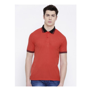 TSx : Solid Men Polo Neck Red T-Shirt