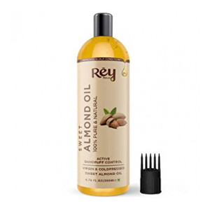 Rey Naturals 100% Pure & Natural Sweet Almond oil - Virgin & Cold pressed - for hair & skin - 200 ml (Apply coupon)